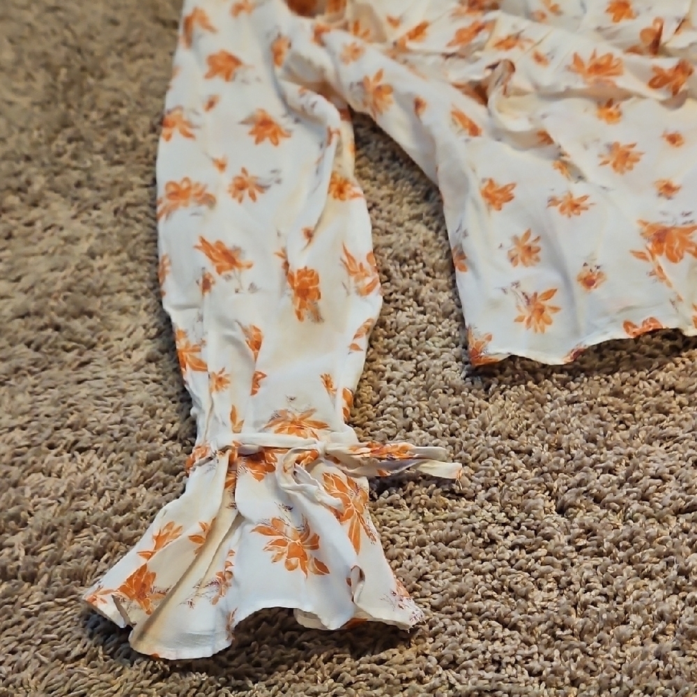 Free People Amanda Ruffle Wrap Top In Ivory Combo - Picture 9 of 14